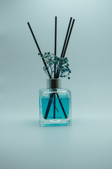 close up of reed diffuser and  dof  color background.