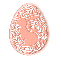 Orange paper cut happy easter egg.