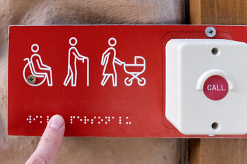 Button to call for help for people with disabilities, elderly people and mothers with strollers....