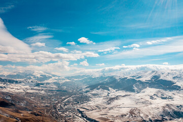 Fototapeta premium Armenian highland in winter, Armenia Lori region.