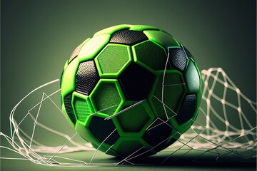 Soccer Ball in a Greenish and Smoky Environment Generated by AI