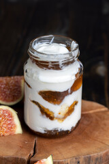 Yogurt made from milk with figs
