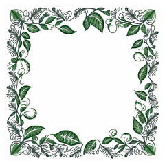 Fototapeta premium textile repeat pattern of green leaf frame with white background, vector illustration, Made by AI,Artificial intelligence