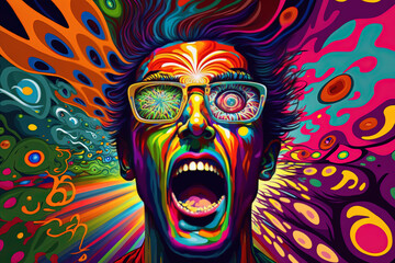 LSD hippie culture concept - obrazy, fototapety, plakaty