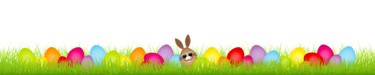 Osterwiese Braunes Hasenei Sonnenbrille & 28 Ostereier Bunt