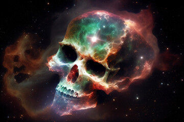 Skull and galaxy blend beautifully With Generative AI