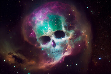 Skull and galaxy blend beautifully With Generative AI