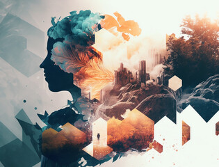 Abstract Double Exposure Collage Style Background