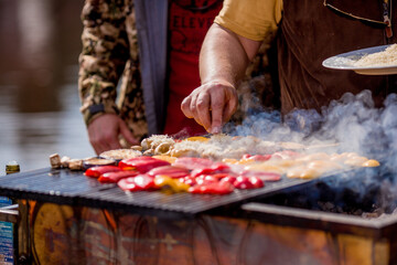 Gemüse grillen. Grillparty