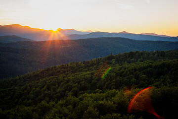 Bieszczady, sunset over the mountains, zachód słońca nad górami, las, 