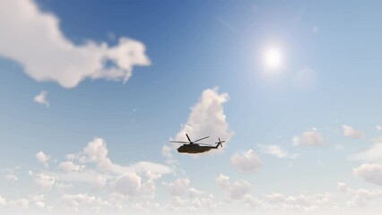 Military Helicopter Flying 3D Video Animation