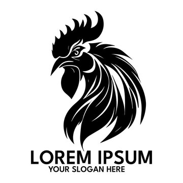 Rooster silhouette, logo style vector illustration