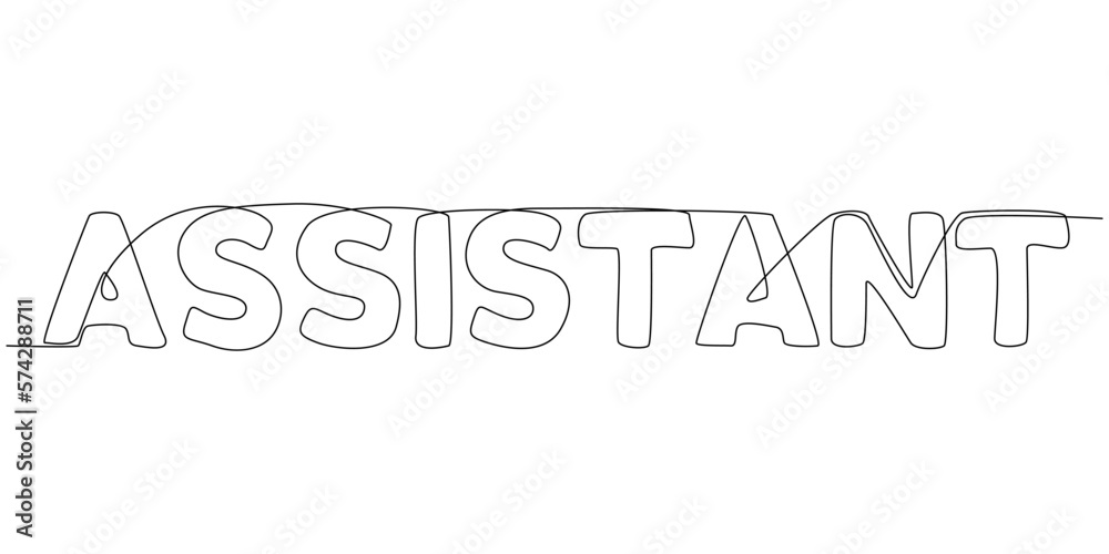 Fototapete one continuous line of assistant word. thin line illustration vector concept. contour drawing creati