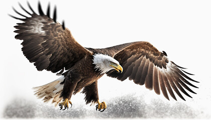 Fototapeta premium bald eagle isolated white background generative ai