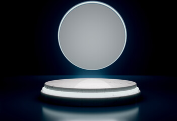 Marble podium in dark and blue tone