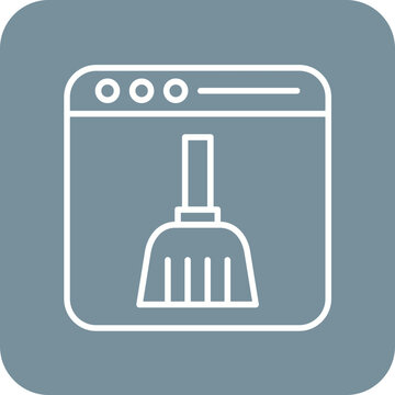 white broom icon on gray browser window clip art preview