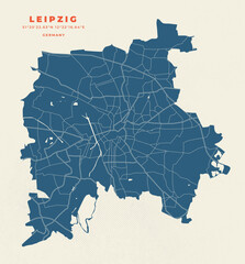 Leipzig map vector poster and flyer