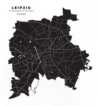 Leipzig map vector poster and flyer