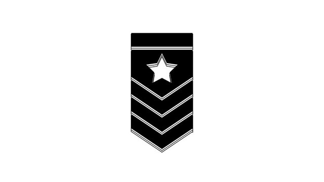 Black Chevron icon isolated on white background. Military badge sign. 4K Video motion graphic animation
