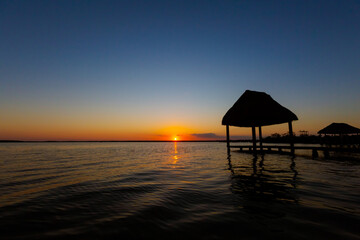 Lagoon Bacalar sunset in Mexico