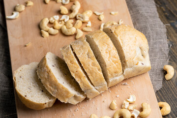 Sliced wheat loaf of fresh bread