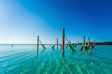 Beautiful lagoon Bacalar in Mexico - 574294309