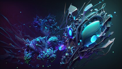 Bioluminescence with Futuristic Details and Colors Generated by AI