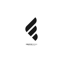 Letter F line shape creative abstract logo