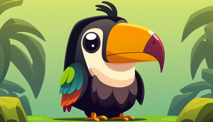 Baby toucan for kids. Generative AI.