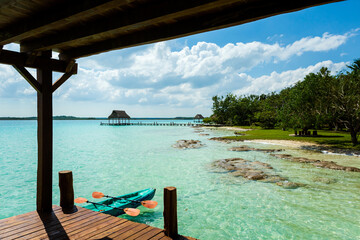 Beautiful lagoon Bacalar in Mexico - 574295926