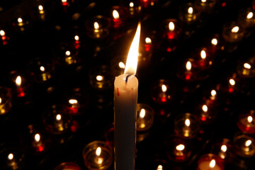 Notre-Dame de la Garde basilica, Marseille, France. Crypt. Candles.  22.03.2018