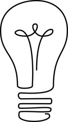 One line bulb. Single line, continuous line. Innovation idea. Element with lamp for Creative idea...