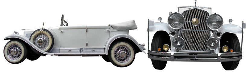 Cadillac Imperial Phaeton 1930. Spektakuläre Aussicht auf ein klassisches Excalibur Automobil. Oldtimer. Vintage car on the road - obrazy, fototapety, plakaty