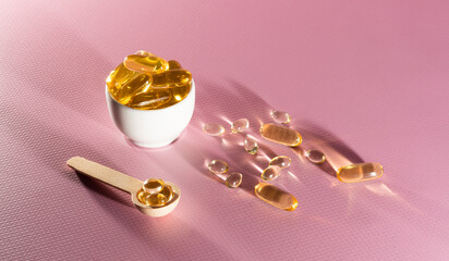 Vitamin D, omega 3, omega 6, Food supplement oil filled fish oil, vitamin A, vitamin E, flaxseed oil.	
