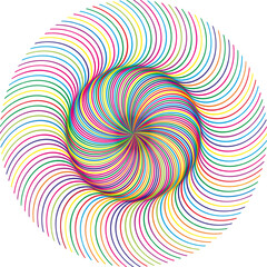 Fototapeta na wymiar Abstract design element with multicolored spiral lines, mandala. Spiral geometric shape
