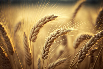 agro-industry grain grows on the field close up  ai generative