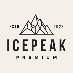 retro vintage,  icepeak mount stone logo vector icon illustration