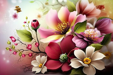 fabulous colorful background of spring flowers ai generative