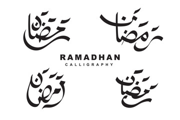 Fototapeta premium set of ramadhan text in arabic calligraphy style for banner design or Muslim theme design