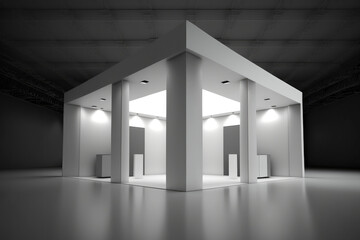 Empty large exhibition hall created with Generative AI technology.