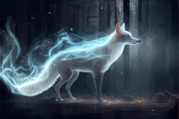 Obraz na płótnie Canvas fox in silvery mist Generative AI