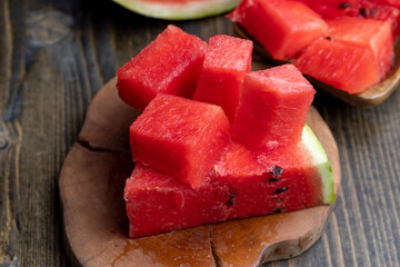 Sliced sweet watermelon of red color