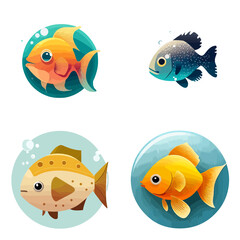 cute fish design with transparent background