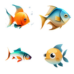 cute fish design with transparent background