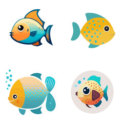 Fototapeta premium cute fish design with transparent background