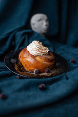 pie with cream and berries