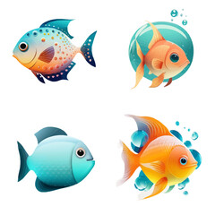 Naklejka premium cute fish design with transparent background