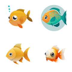 Naklejka premium cute fish design with transparent background