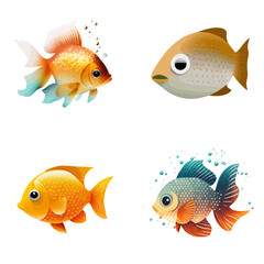 cute fish design with transparent background