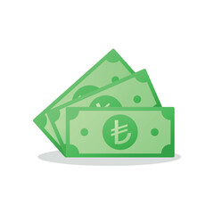 Lira banknote cash money sign. Turkish currency symbol. Money saving, exchange, finance and budget concept. Flat vector illustration.